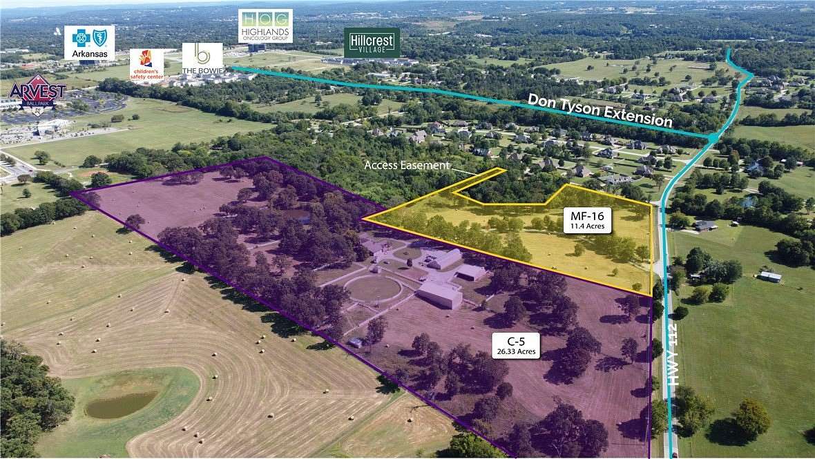 37.8 Acres of Improved Commercial Land for Sale in Springdale, Arkansas