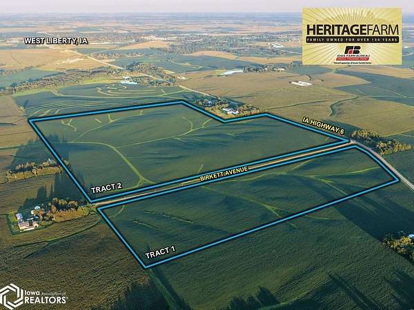 190 Acres of Agricultural Land for Sale in West Liberty, Iowa