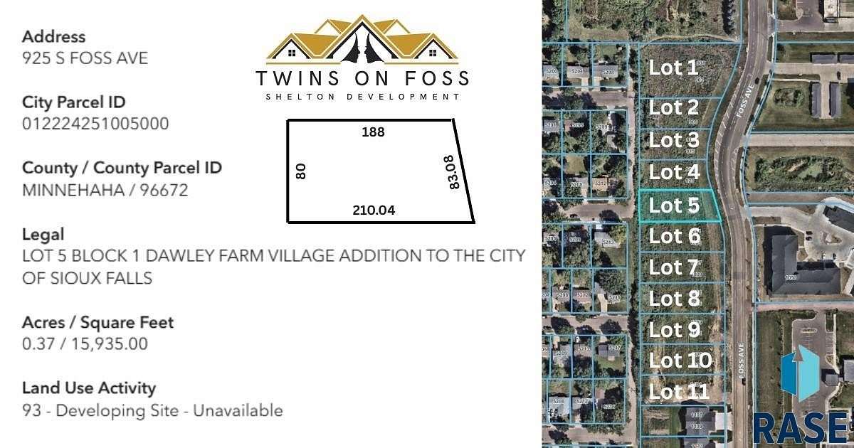0.37 Acres of Residential Land for Sale in Sioux Falls, South Dakota
