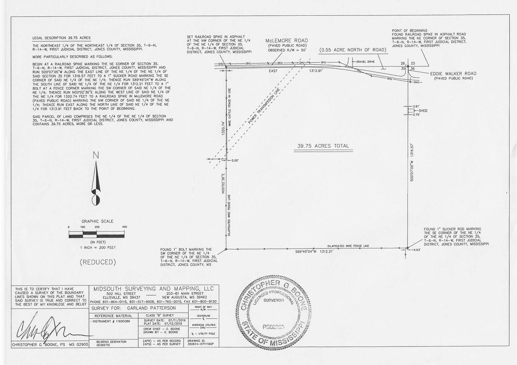39.8 Acres of Recreational Land for Sale in Hattiesburg, Mississippi