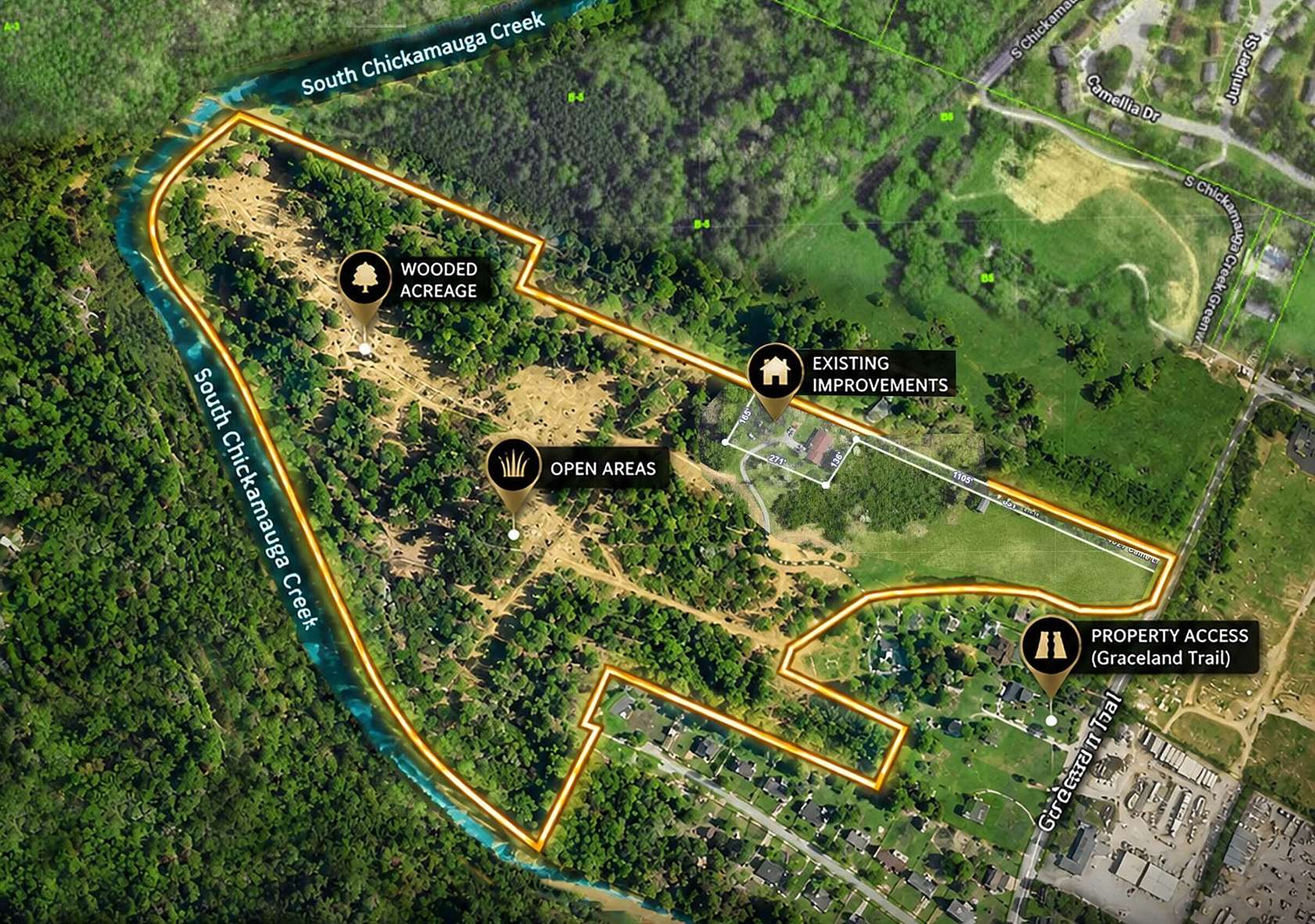 46.5 Acres of Land with Home for Sale in Chattanooga, Tennessee