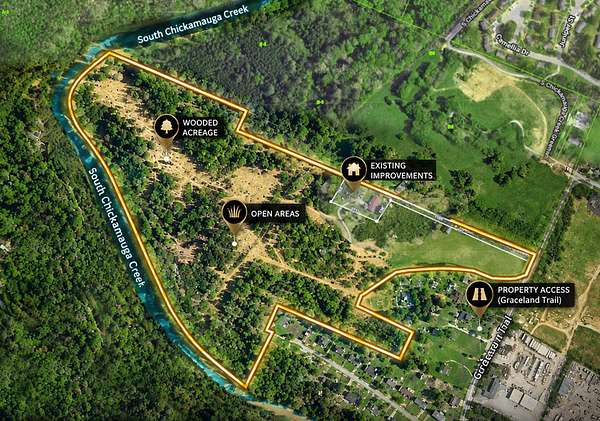 46.5 Acres of Land with Home for Sale in Chattanooga, Tennessee