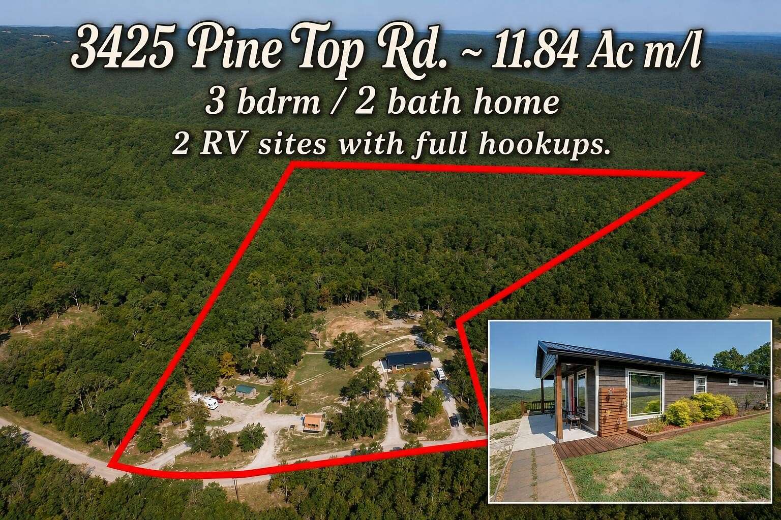 11.8 Acres of Recreational Land with Home for Sale in Kirbyville, Missouri