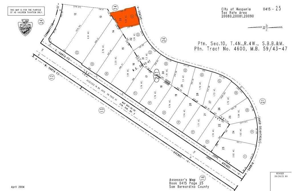 1.23 Acres of Commercial Land for Sale in Hesperia, California