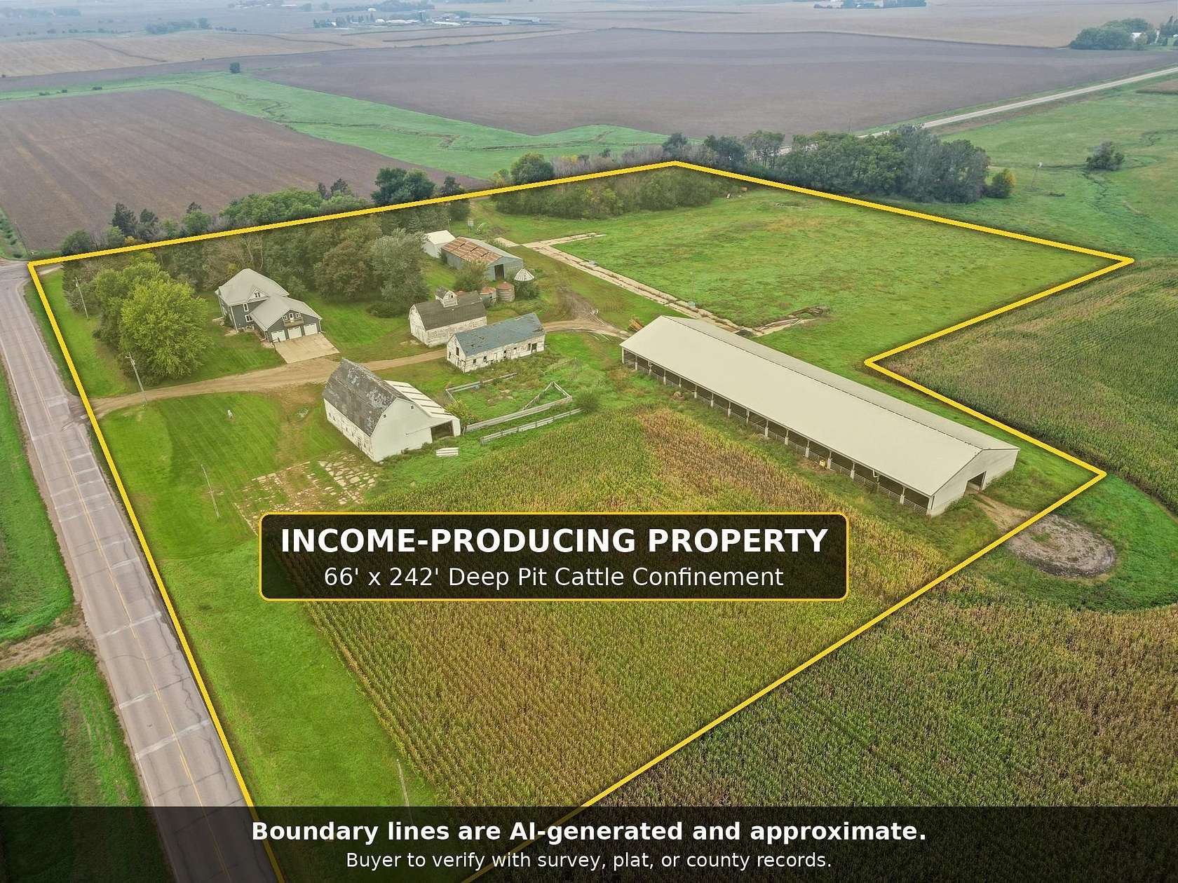 12.3 Acres of Land with Home for Sale in Inwood, Iowa