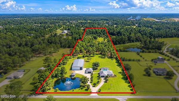 13.1 Acres of Recreational Land with Home for Sale in New Smyrna Beach, Florida