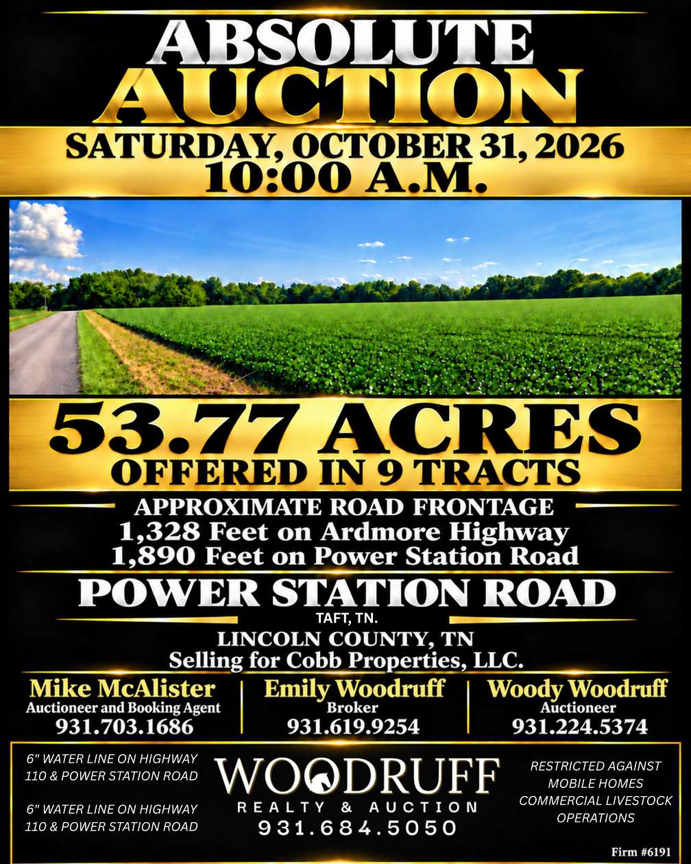 53.8 Acres of Agricultural Land for Auction in Taft, Tennessee