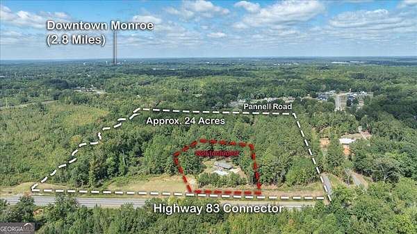 24 Acres of Land with Home for Sale in Monroe, Georgia