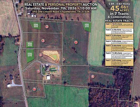 10.5 Acres of Land for Auction in Fayetteville, Tennessee