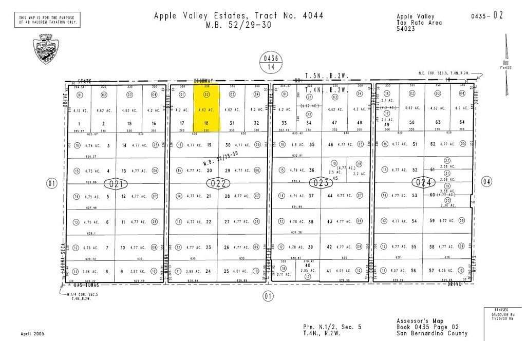 4.62 Acres of Residential Land for Sale in Apple Valley, California