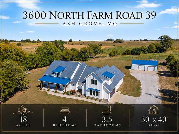 18 Acres of Land with Home for Sale in Ash Grove, Missouri