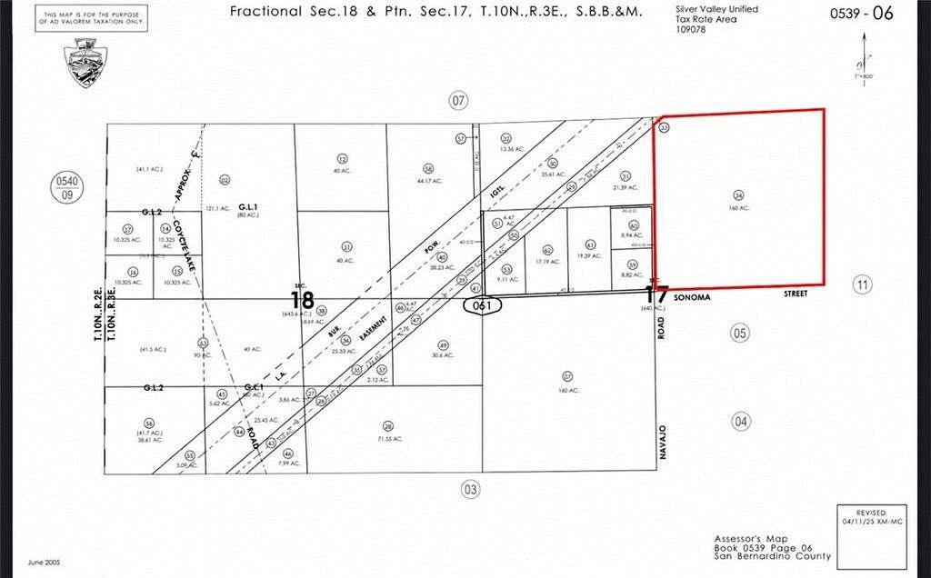 160 Acres of Land for Sale in Newberry Springs, California