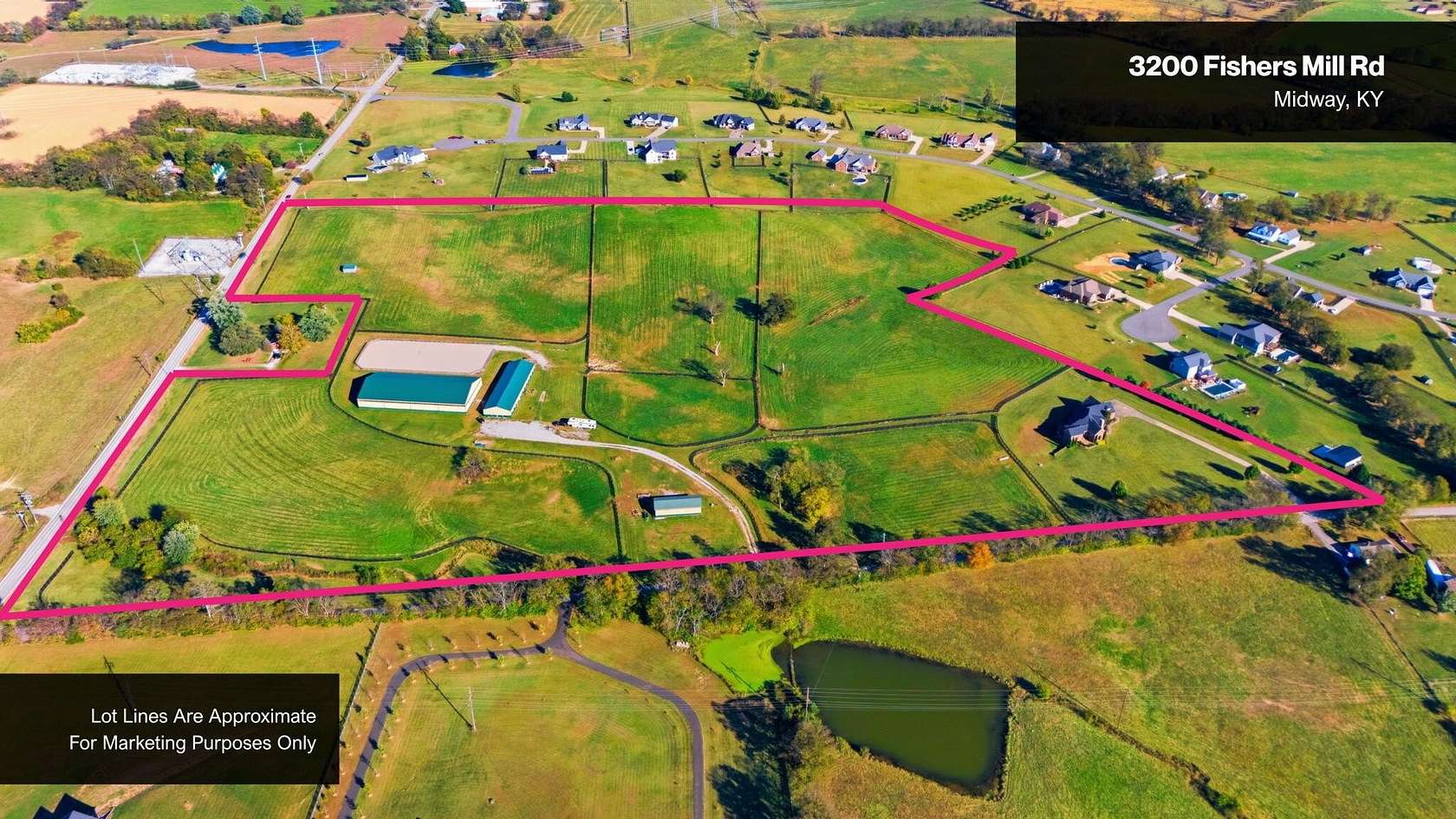 34.3 Acres of Agricultural Land with Home for Sale in Midway, Kentucky