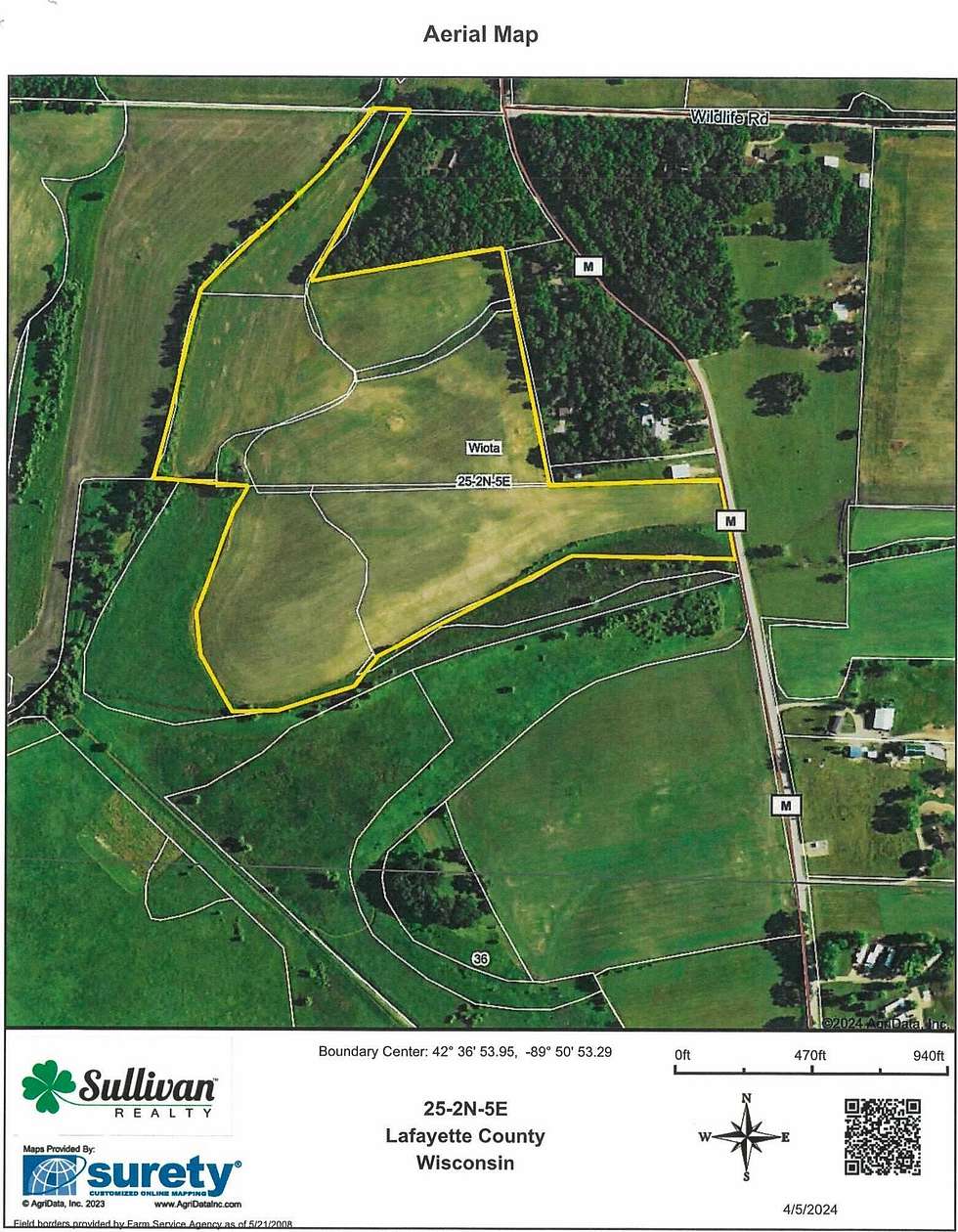 42.8 Acres of Agricultural Land for Sale in Wiota, Wisconsin