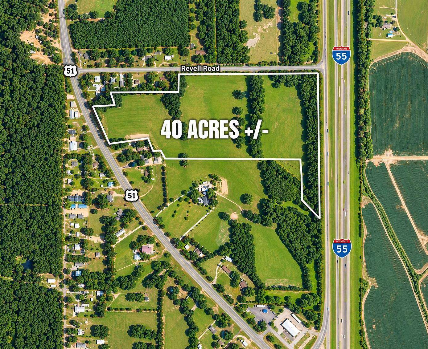 40 Acres of Mixed-Use Land for Sale in Grenada, Mississippi