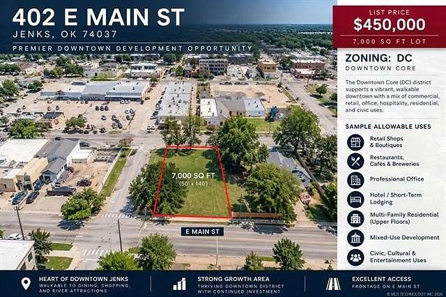 0.16 Acres of Mixed-Use Land for Sale in Jenks, Oklahoma