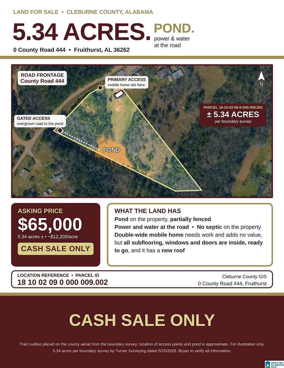 5.34 Acres of Land for Sale in Fruithurst, Alabama