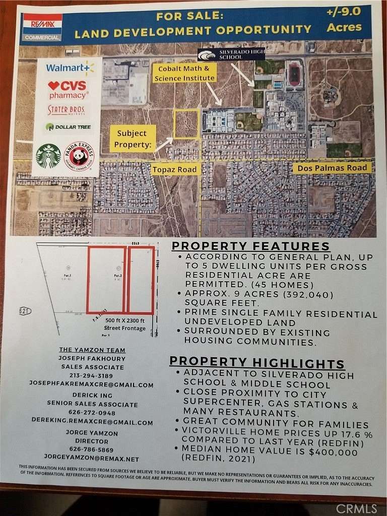 9 Acres of Residential Land for Sale in Victorville, California