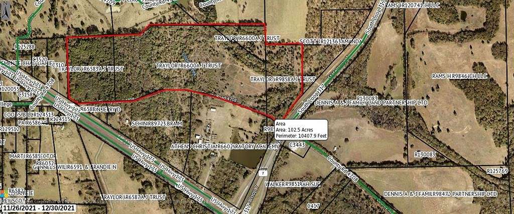 94.5 Acres of Land for Sale in Athens, Texas