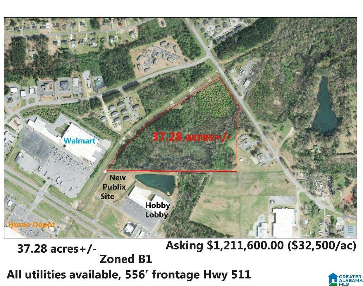 37.3 Acres of Commercial Land for Sale in Sylacauga, Alabama