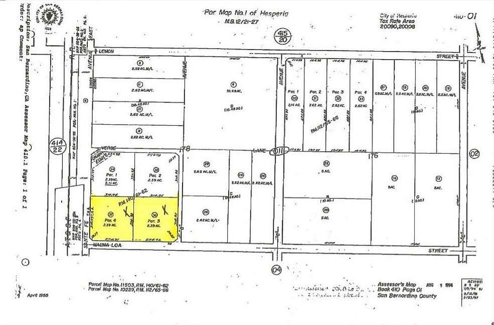 4.78 Acres of Commercial Land for Sale in Hesperia, California