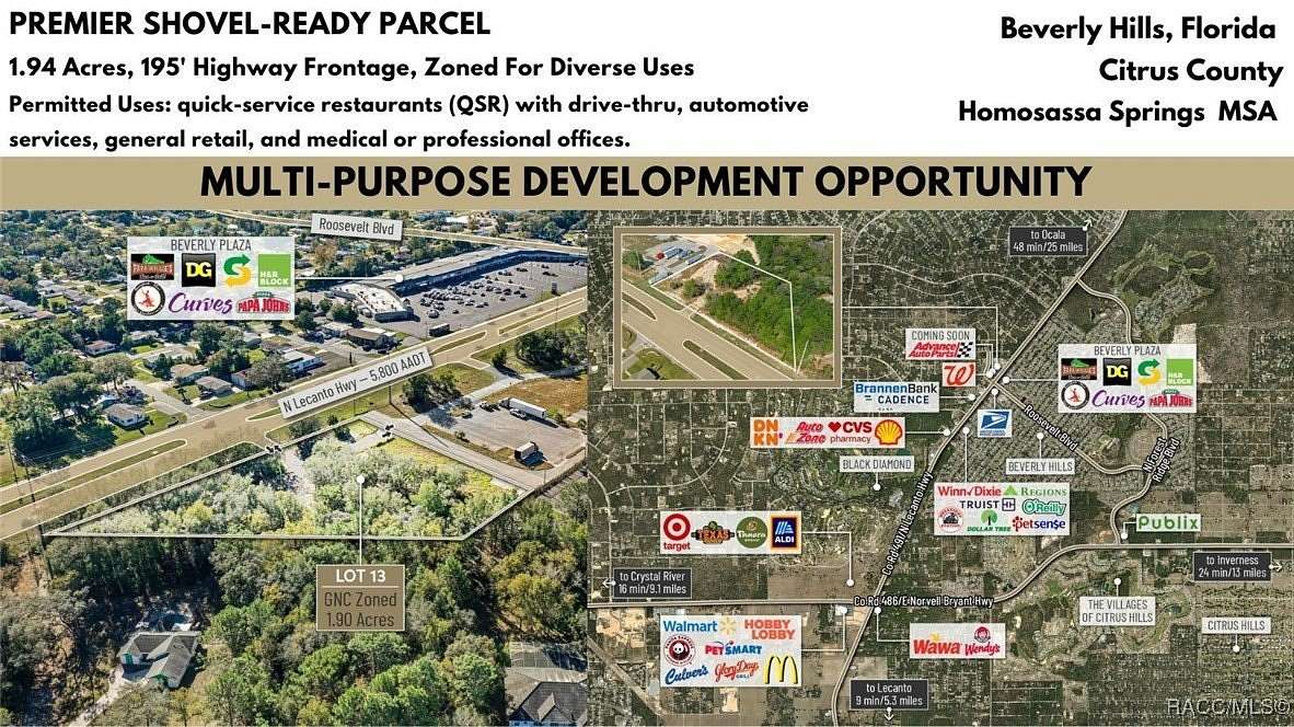 2 Acres of Commercial Land for Sale in Beverly Hills, Florida