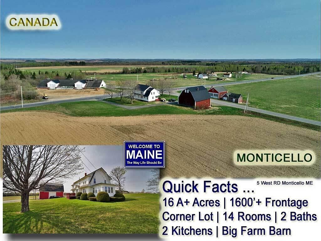 16 Acres of Land with Home for Sale in Monticello, Maine