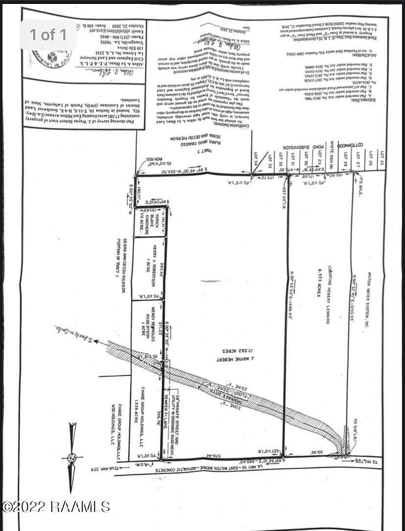 12.1 Acres of Land for Sale in Youngsville, Louisiana