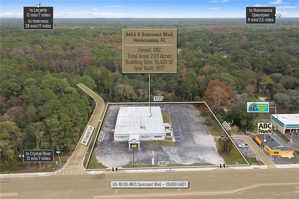 2 Acres of Improved Commercial Land for Sale in Homosassa, Florida
