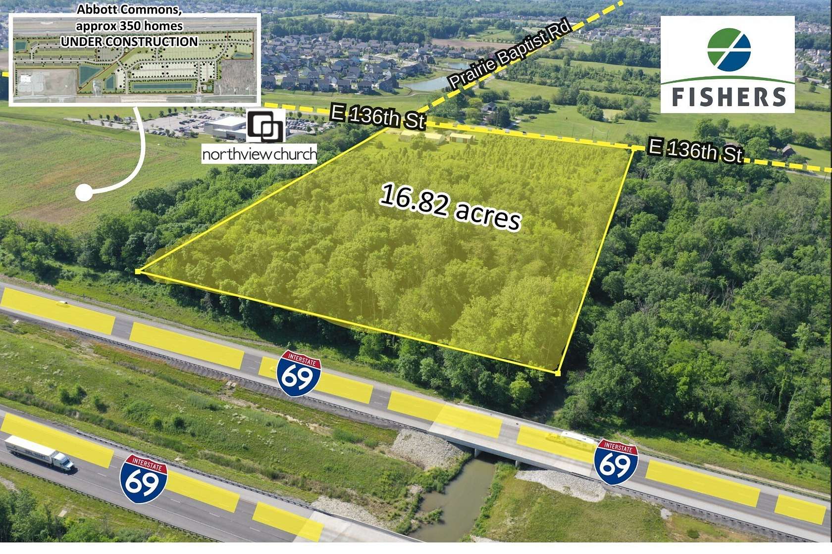 16.8 Acres of Mixed-Use Land for Sale in Fishers, Indiana