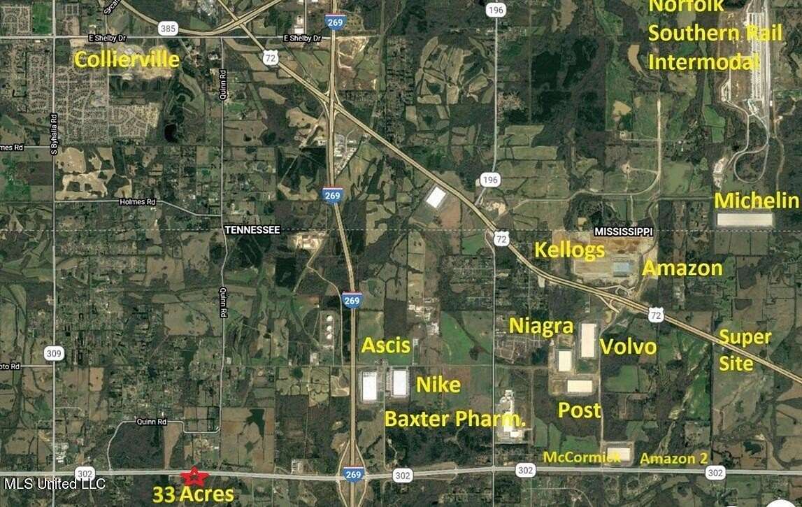 33 Acres of Mixed-Use Land for Sale in Byhalia, Mississippi