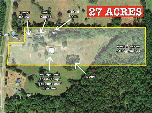 27 Acres of Land with Home for Sale in Batesville, Mississippi