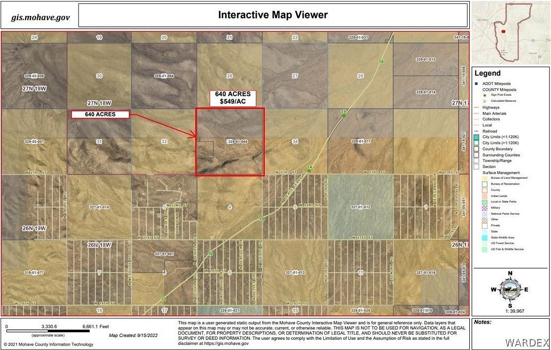 640 Acres of Agricultural Land for Sale in Dolan Springs, Arizona