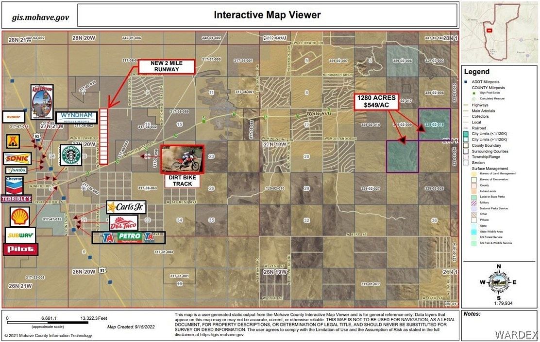 1,280 Acres of Agricultural Land for Sale in White Hills, Arizona