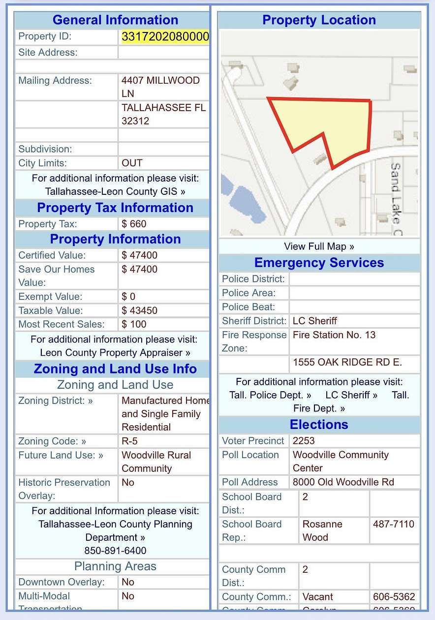 4 Acres of Residential Land for Sale in Tallahassee, Florida