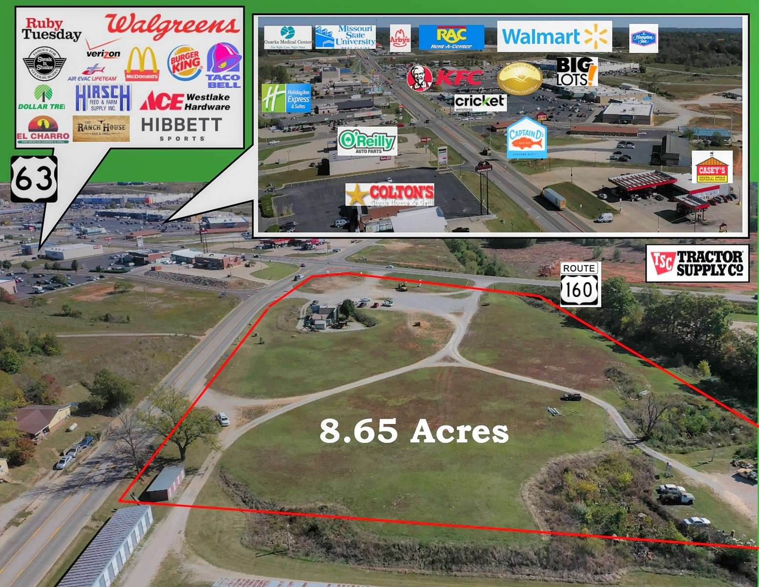 8.65 Acres of Commercial Land for Sale in West Plains, Missouri