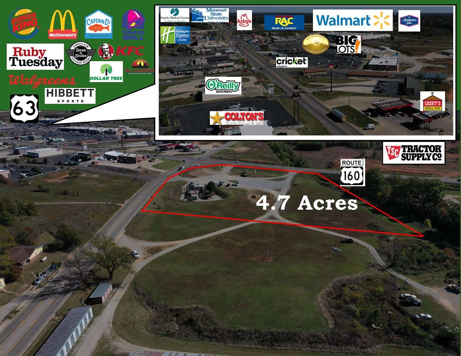 4.7 Acres of Commercial Land for Sale in West Plains, Missouri