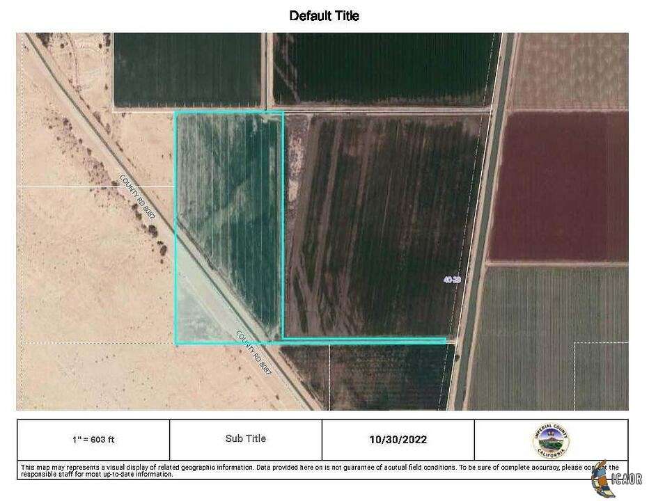 44 Acres of Agricultural Land for Sale in Imperial, California