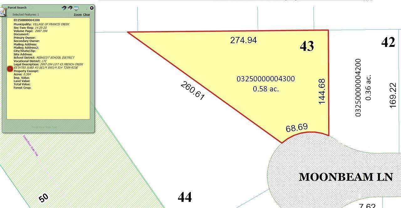 0.58 Acres of Land for Sale in Francis Creek, Wisconsin