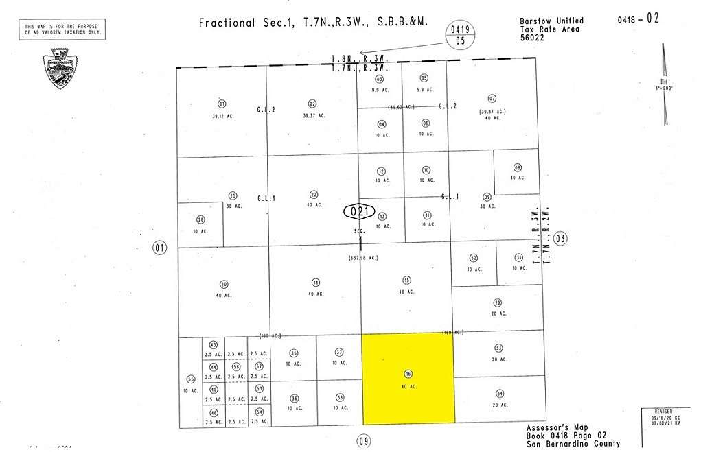 40 Acres of Land for Sale in Barstow, California