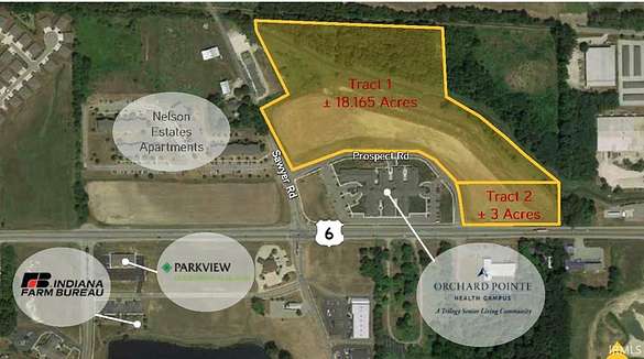 21.2 Acres of Commercial Land for Sale in Kendallville, Indiana