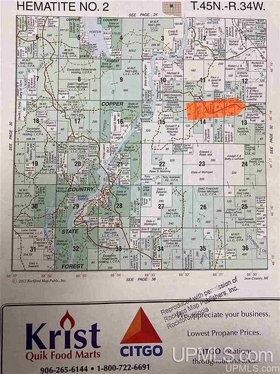 78 Acres of Land for Sale in Crystal Falls, Michigan
