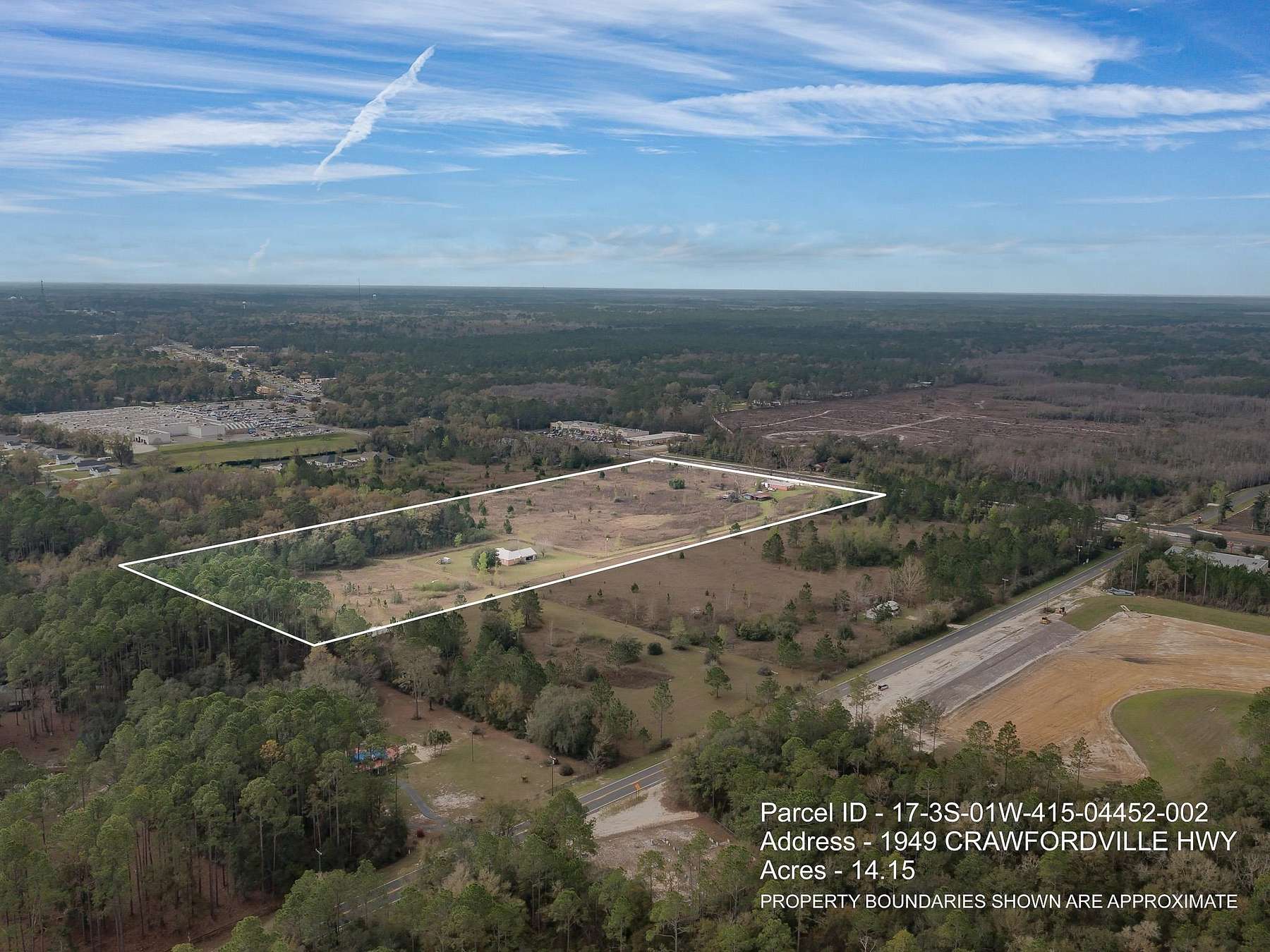 14.2 Acres of Commercial Land for Sale in Crawfordville, Florida