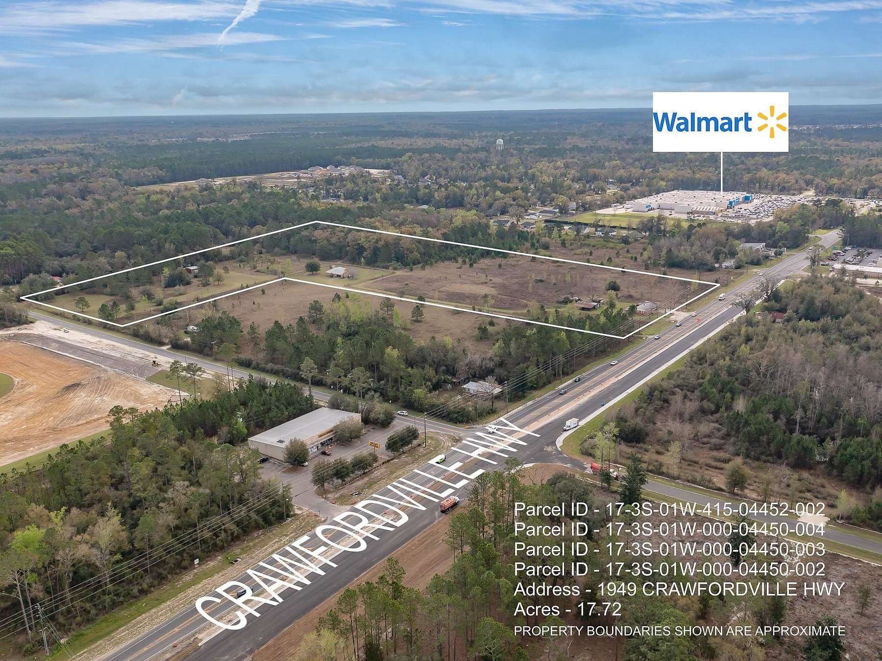 14.2 Acres of Commercial Land for Sale in Crawfordville, Florida