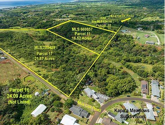 16.5 Acres of Land for Sale in Kapaa, Hawaii