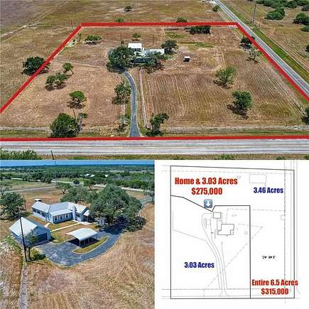 6.5 Acres of Residential Land with Home for Sale in Woodsboro, Texas