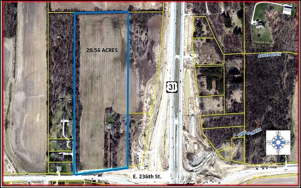 20.6 Acres of Commercial Land for Sale in Arcadia, Indiana