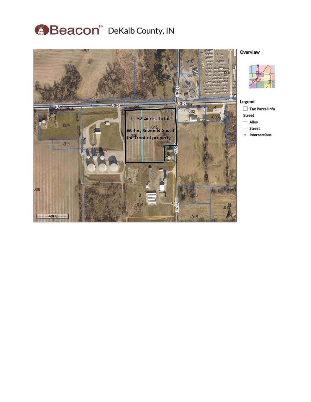 11.3 Acres of Commercial Land for Sale in Waterloo, Indiana