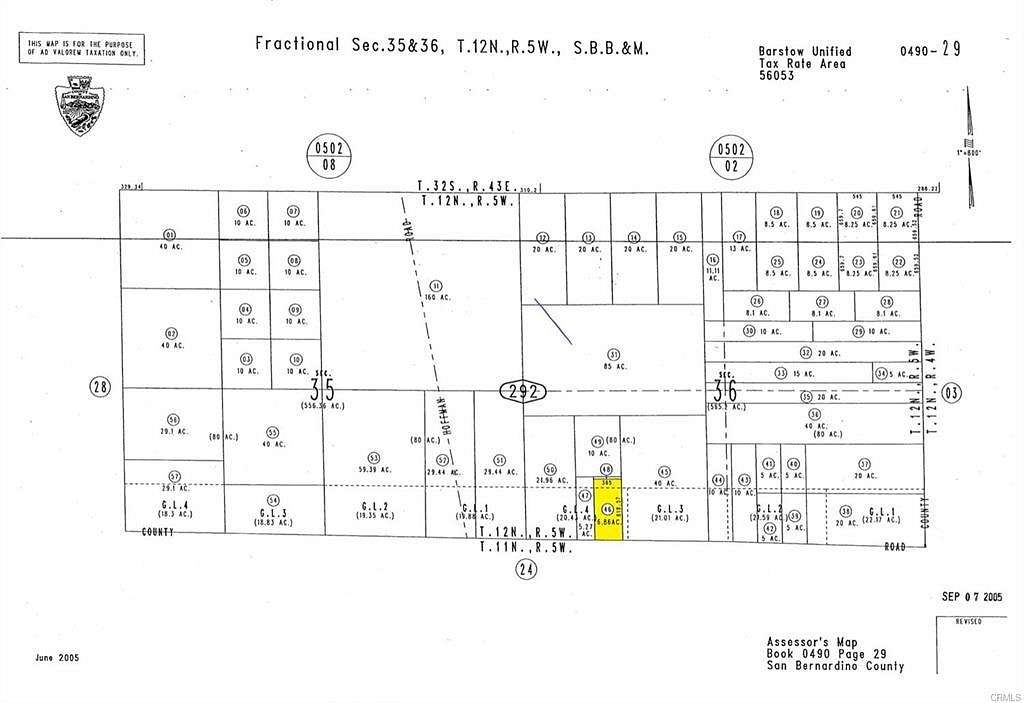 6.9 Acres of Land for Sale in Hinkley, California