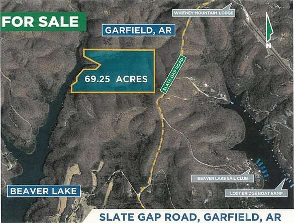 69.3 Acres of Land for Sale in Garfield, Arkansas